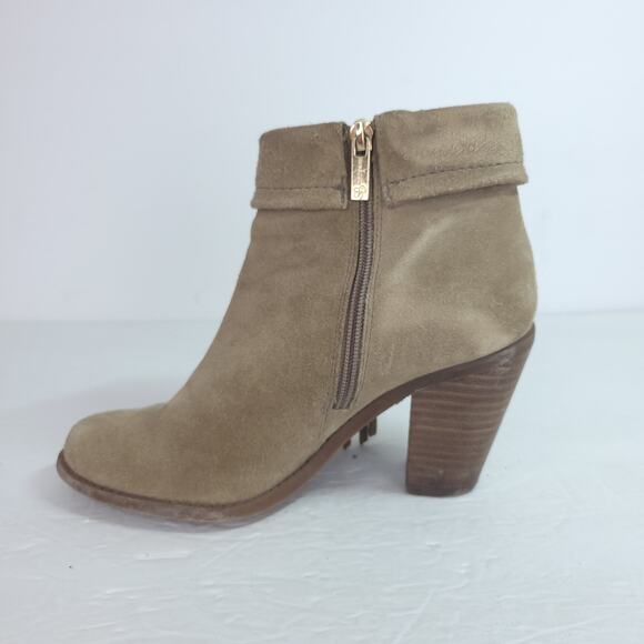 Jessica Simpson Tan Suede Leather Tassel Ankle Bootie Size 6.5 - Picture 5 of 9